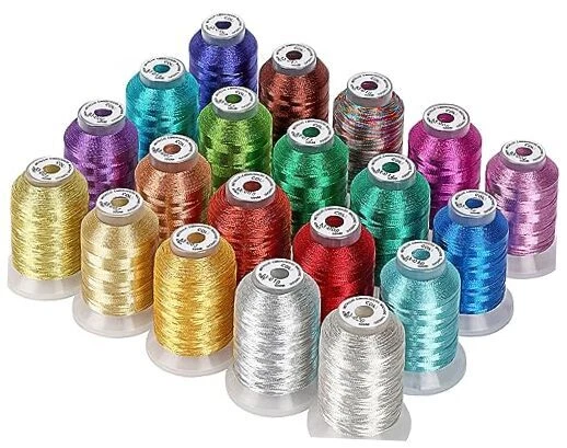 Brothread 20 Assorted Colors Metallic Embroidery Machine Thread Kit 500m 550y