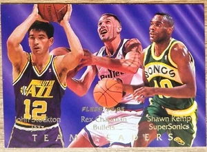 1994-95 NBA Fleer Team Leaders #9 of 9 Shawn Kemp / John Stockton / Rex Chapman - Picture 1 of 2