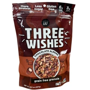 1 Bag Three Wishes Chocolate Almond Grain Free Granola Snack 8 oz Each Exp 8/25 - Picture 1 of 11