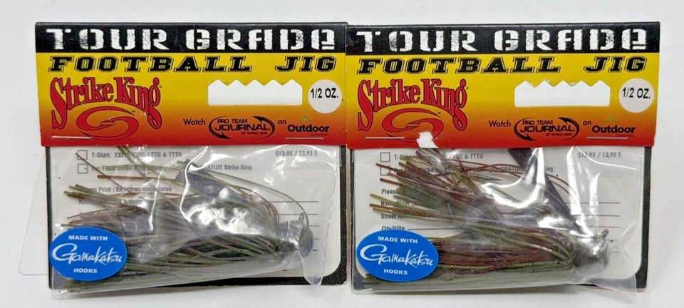 Strike King Lures Tour Grade Football Jig 1/2 Oz Green Pumpkin Craw per 1