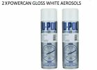 2 X U-Pol Power Can Aerosols 500Ml Upol Spray Paint Rattle Cans - Gloss White