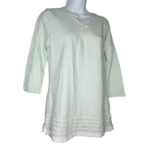 Gap Women Medium M 3/4 Sleeve Mint Sequin Detail Top - Picture 1 of 8