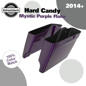 Advanblack HARD CANDY MYSTIC PURPLE FLAKE Stretched Saddlebag Fits 14+ Harley - Picture 1 of 10
