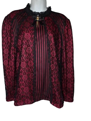 Elegante Blusa Gótica Lolita Gótica Victoriana Encaje con Broche Talla Mediana XXL Foto 1 de 4