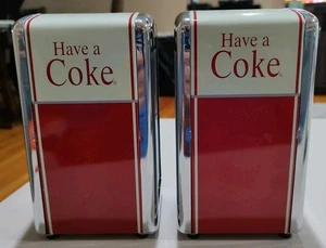 2 Vintage Coca Cola Coke Napkin Holder Dispenser 1992 Red Chrome 50s Diner Style - Picture 1 of 9
