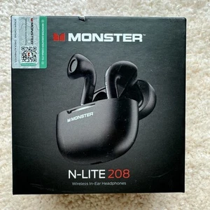 Monster N-Lite 208 Wireless Bluetooth IPX5 Water Resistant In Ear Headphones - Picture 1 of 14