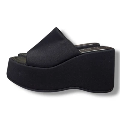 Madden Girl Black Platform Slide Sandals Women's Size 8 - Image 1 of 4