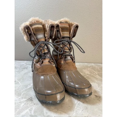 KHOMBU Solis Women's Size 10M Duck Winter Boots Fur Trim Lace Up Waterproof - Image 1 of 4