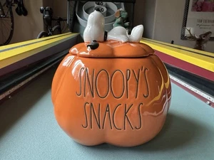 VHTF Rae Dunn x Peanuts HALLOWEEN Snoopy’s Snacks Pumpkin Dog Treat JAR Snoopy - Picture 1 of 9