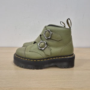 Dr. Martens Devon Blumen Schnallen grün Leder Quad Plateau klobige Stiefel UK 5  - Bild 1 von 9