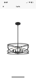 Hampton Bay HB2591-34 Hastings 4-Light Satin Bronze Caged Drum Chandelier - Picture 1 of 3