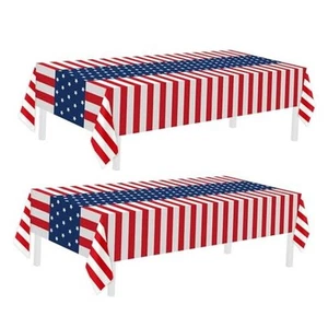 2 Pack Patriotic Tablecloth, Patriotic Decorations 54" x 108" Disposable - Picture 1 of 8