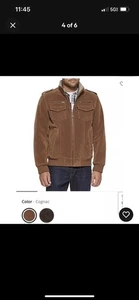 Levi's Strauss & Co Mens 2XL Faux Fur Lined Full Zip Leather Jacket cognac brown - Picture 1 of 5