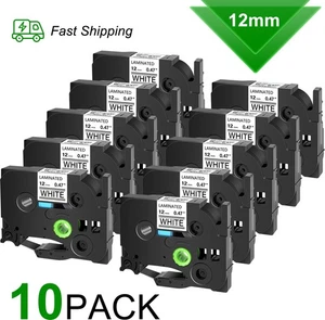10PK Compatible for Brother PT-1010 TZ 231 Tze231 12mm Black on White Label Tape - Picture 1 of 21