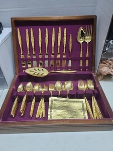 Present Fifth Avenue Gold Plated Flatware 53pc Set VIP - Picture 1 of 16
