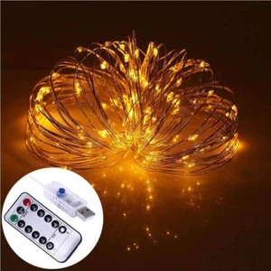 10M Warm White 100 LED Flexible Copper Wire 8 Mode String Light w/ 13 key Remote - Picture 1 of 7