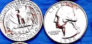 Gem BU 1954 D Silver Washington Quarter - Picture 1 of 1