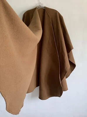 UNISEX BROWN WOOL REVERSIBLE PONCHO BODYWARMER SHAWL PASHMINA CARDIGAN CAPE - Image 1 of 4