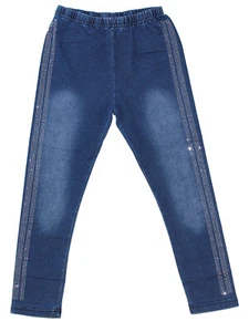 Leggings bambina con elastico in vita jeans look elastico in vita pantaloni bambino blu - Foto 1 di 3