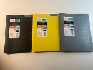 Lot Of 3: Five Star 2 Pocket & Prong Plastic Folder Black/Grey/Yellow - Picture 1 of 5