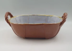 ITALICA ARS ITALY TERRACOTTA LARGE OVAL BASKET -BRAIDED HANDLES - Picture 1 of 5