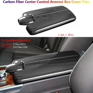 Carbon For Mercedes Benz E CLS C218 W212 Center Console Armrest Box Cover Trims - Picture 1 of 13