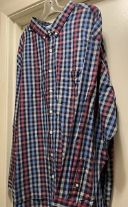 MENS BIG &TALL VAN HEUSEN SHIRT LONG SLEVE BUTTON-DOWN 4XL PLAID - Picture 1 of 7