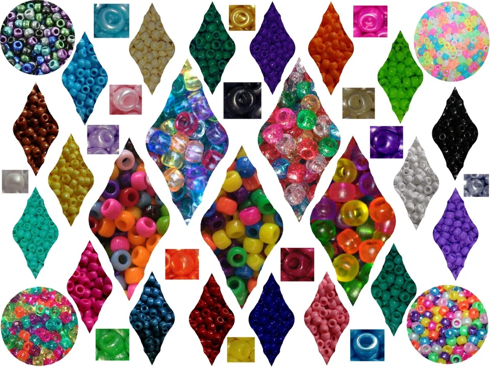 SALE 🌟 3 for 2 🌟 100 Pony Beads 9x6mm Barrel Shape  For Craft, Jewellery, Etc. - Image 1 of 1