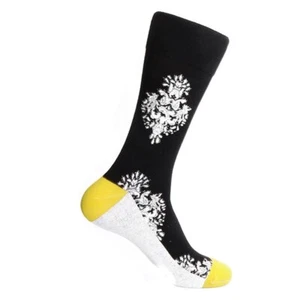 Steven Land Two Ornaments Pattern Black Multi Cotton Nylon Spandex Men's Socks - Picture 1 of 2