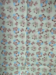 Bright " Owl Toss" Springs Quilt Green Multi FLANNEL Cotton Fabric 24"X42 - Picture 1 of 8