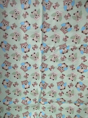  Bright " Owl Toss"   Springs Quilt  Green Multi  FLANNEL Cotton Fabric   24"X42 - Image 1 of 4