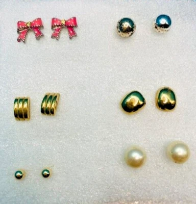 ¡Gran regalo! Lote 6 pares de aretes chapados en oro plata imitación perla Ralph Lauren Foto 1 de 2