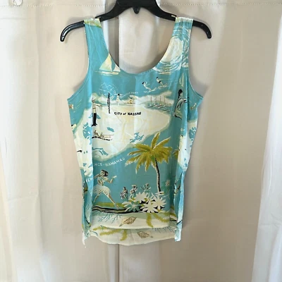 Top de mujer Finity de colección talla 4 azul Nassau Bahamas 100 % seda tropical playero 16958 Foto 1 de 4