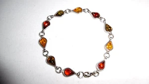 bracelet en argent et ambre - Foto 1 di 4
