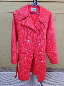 Pacific trail Vintage Retro Padded Quilted Trench Coat 1960s Cherry Red - Picture 1 of 12