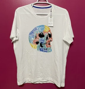 Robert Graham Shirt Men's X-Large White Skull Maze Graphic Short Sleeve Cotton - Picture 1 of 8
