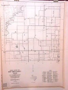 Map Old Original Deaf Smith County Texas Highway Dept Map Walcott Valentine 1961 - Picture 1 of 5