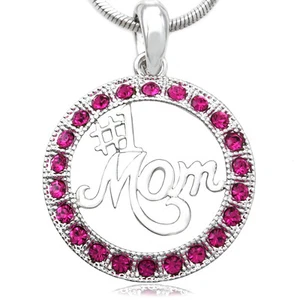 Collar Fucsia Rosa Una MAMÁ Amor Colgante Mujeres Día de la Madre Joyería Regalo Dije - Imagen 1 de 4