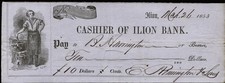 ELIPHALET REMINGTON - CHECK SIGNED 03/26/1853