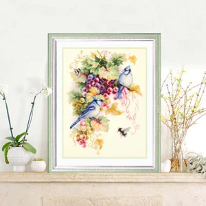 Magic Needle Counted Cross-Stitch Kit Blue Jay and Grapes 130-022 - Picture 1 of 12