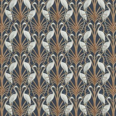 Nouveau Heron Navy Curtain Fabric, Belfield Home The Chateau, Angel Strawbridge