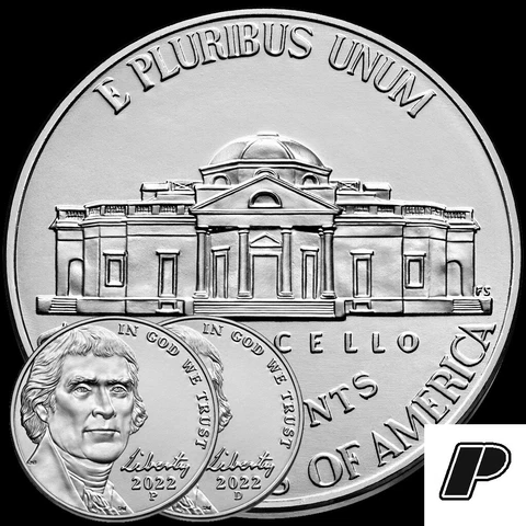 (2 Coins) 2022 P&D Jefferson Nickels Nickle from BU Rolls - Mr_Peet Cover