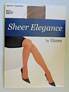 Hanes Sheer Elegance Pantyhose Satin Beige Sheer Toe size AB - Picture 1 of 7