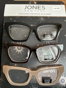 JONES NEW YORK DESIGNER 3 Pair +2.50 Reading Glasses Readers UNISEX‼️ - Picture 1 of 2