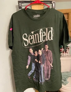 Seinfeld Cast Men’s Tee Shirt Green Background Large - Picture 1 of 1