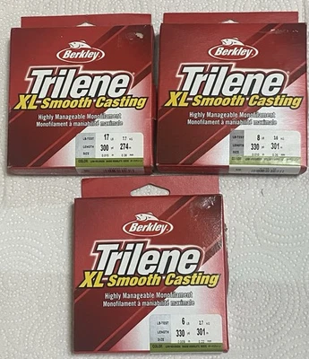 Lot of 3 Berkley Trilene Fishing Line XL Smooth Casting-17#8#6#-NEW - Image 1 of 2