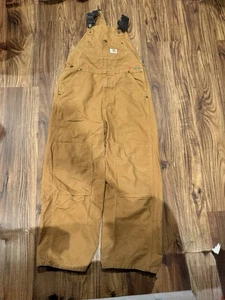 Mono con tirantes Carhartt Duck marrón lona doble rodilla jóvenes niños talla 12 - Imagen 1 de 9