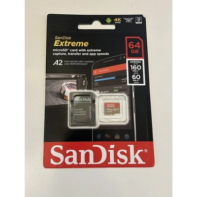 SanDisk 64GB microSDXC Extreme 160MB/s A2 4K U3 V30 64G SD microSD card SDSQXA2 - Image 1 of 3
