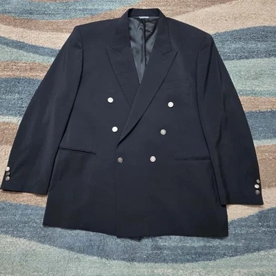 Urbis Double Breasted Blazer 60R 100% Wool Italy Cerruti 1881 Metal Buttons - Image 1 of 4