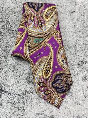 Peter Millar мужской многоцветный яркий галстук с узором пейсли 100% шелк сделано в Италии - Изображение 1 из 4